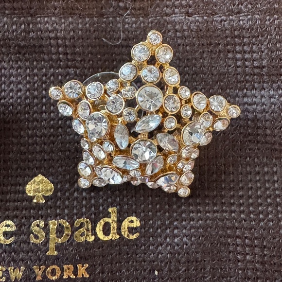 Pave Star Gold Pierced Earrings - Picture 3 of 6